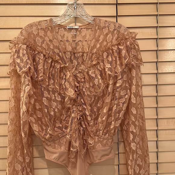 House of CB Veronica Lace Frill Blush Bodysuit - Picture 5 of 8